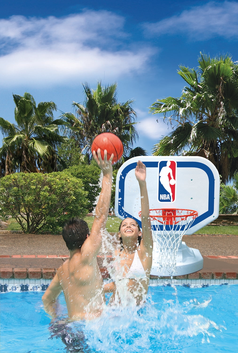 Poolmaster Poolside Competition Style NBA Basketball Hoop and Nylon Basketball