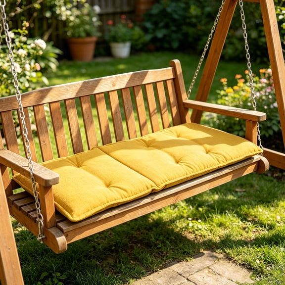 Outdoor Swing Cushion, 47.24x18.9 inch Cotton Linen Replacement Pad, Tufted Patio Bench Cushion for Porch Swing Garden Furniture Seat Backrest Decor