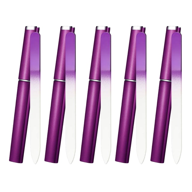 Lima de uñas de vidrio, limas de uñas para uñas naturales, limas de uñas con estuche, limas de uñas con superficie de limado grabada de doble cara, herramienta profesional para el cuidado de las uñas