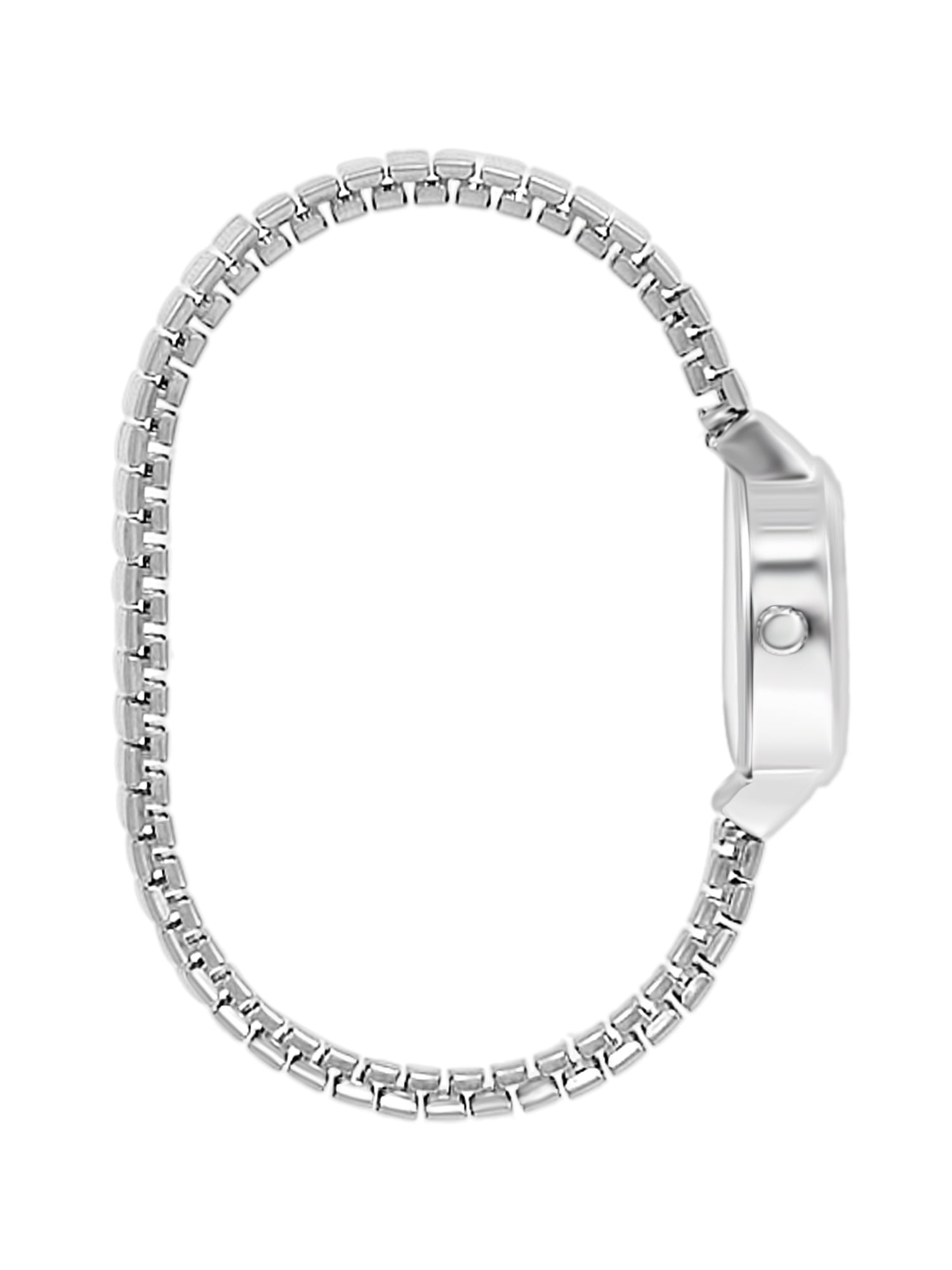 Time and Tru Women's Adult Square Silver Analogue Watch with Expansion Bracelet