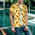 thumbnail image 6 of Zufioo Modern Elegant Sunflower Print Men's Baseball Short Sleeve, Moisture Wicking Button-Down Hip Hop Tee-Medium, 6 of 7