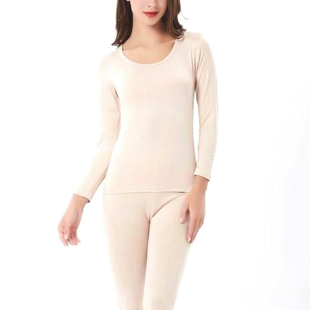 Women Thermal Underwear Suit Plus Size Good Stretchy Warm Elastic Waist  Home Wear Set ouc053