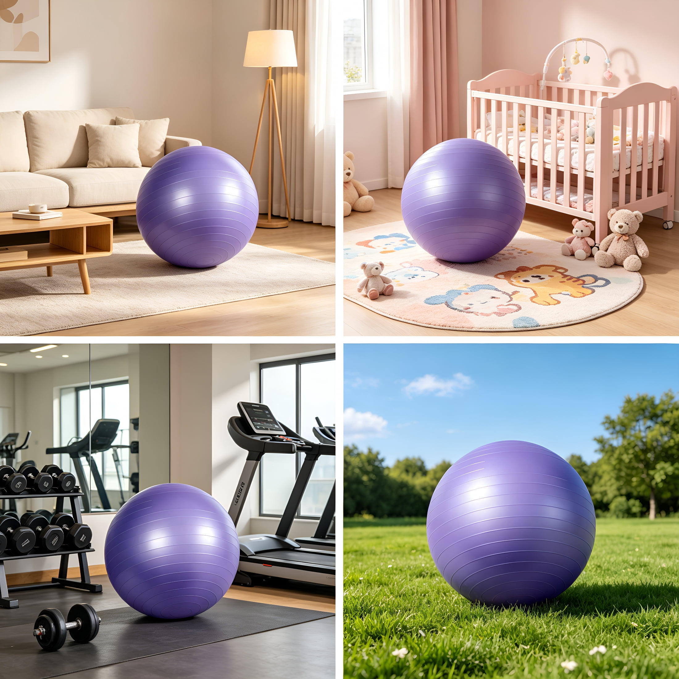 BESTSKY Anti-Burst Stability&Pregnancy Ball,Exercise Balls Physical Therapy,Yoga Ball for Pregnancy,Pilates Ball Small 65Cm,Purple