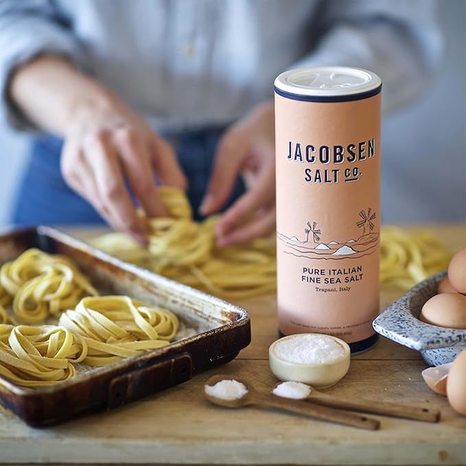 Jacobsen Salt Co. Pure Italian Fine Grain Sea Salt - Real Sea Salt for Cooking, Baking, or Pickling, Harvested in Italy (1.8 lb)