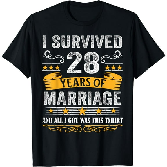 28th Wedding Anniversary shirt Couples Husband Wife 28 Years T-Shirt
