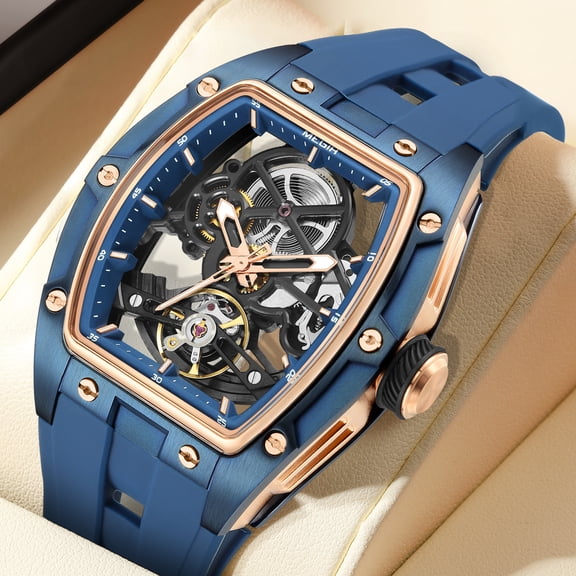 MEGIR Brand Sports Watch for Men Silicone Mechanical Hollow Full Automatic Movement Wristwatch Clock