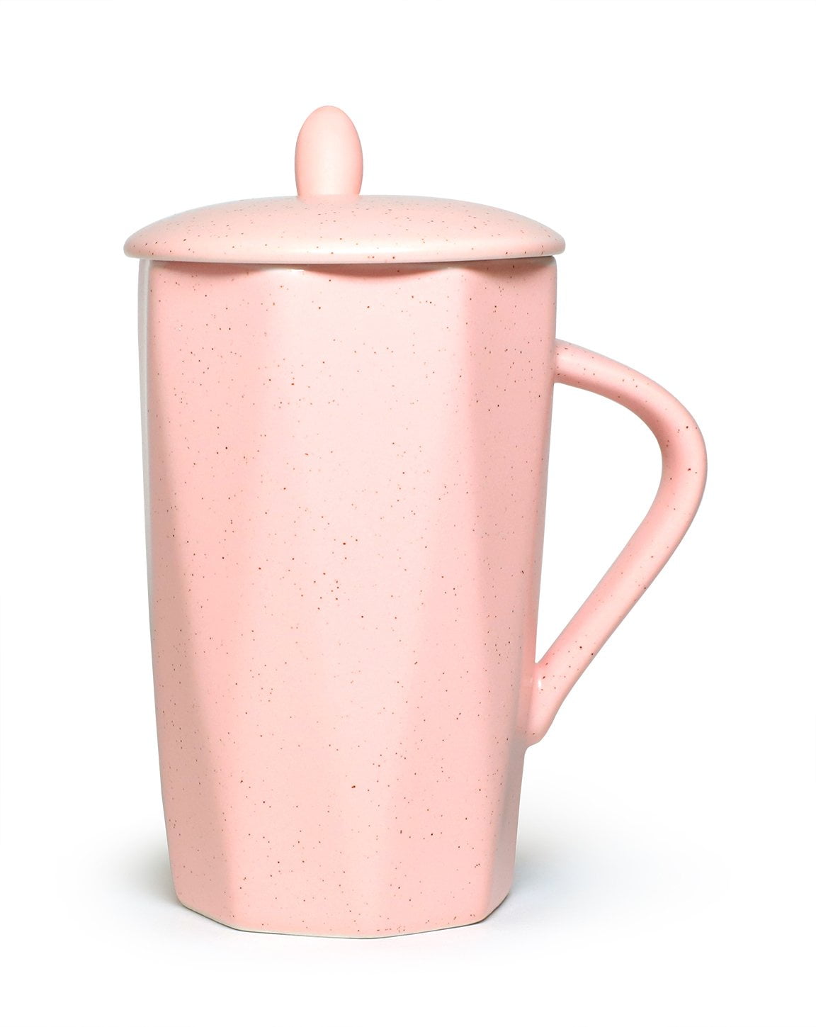 Unique Shape Ceramic Mug with Spoon and Lid