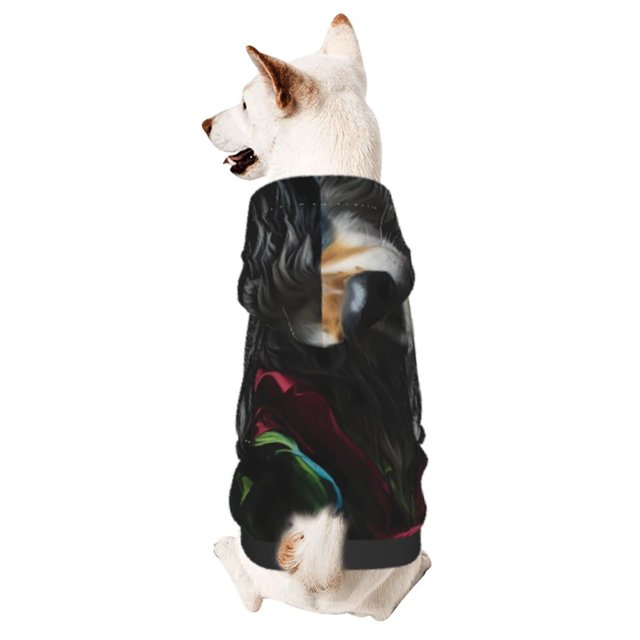 Fotbe Vintage Wolf Warrior Sudadera con Estampado para Perros Pequeños – Suéter con Capucha para Mascotas, Tela Suave de Forro Polar con Bolsillo-Small