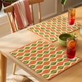 thumbnail image 4 of Orange Green Moire Placemats Set of 6 Contemporary Geometric Abstract Place Mats Indoor Wipeable Table Mats Washable Cloth Dining Table Placemats for Kitchen Holiday Party Home Decor 13x19 Inch, 4 of 9