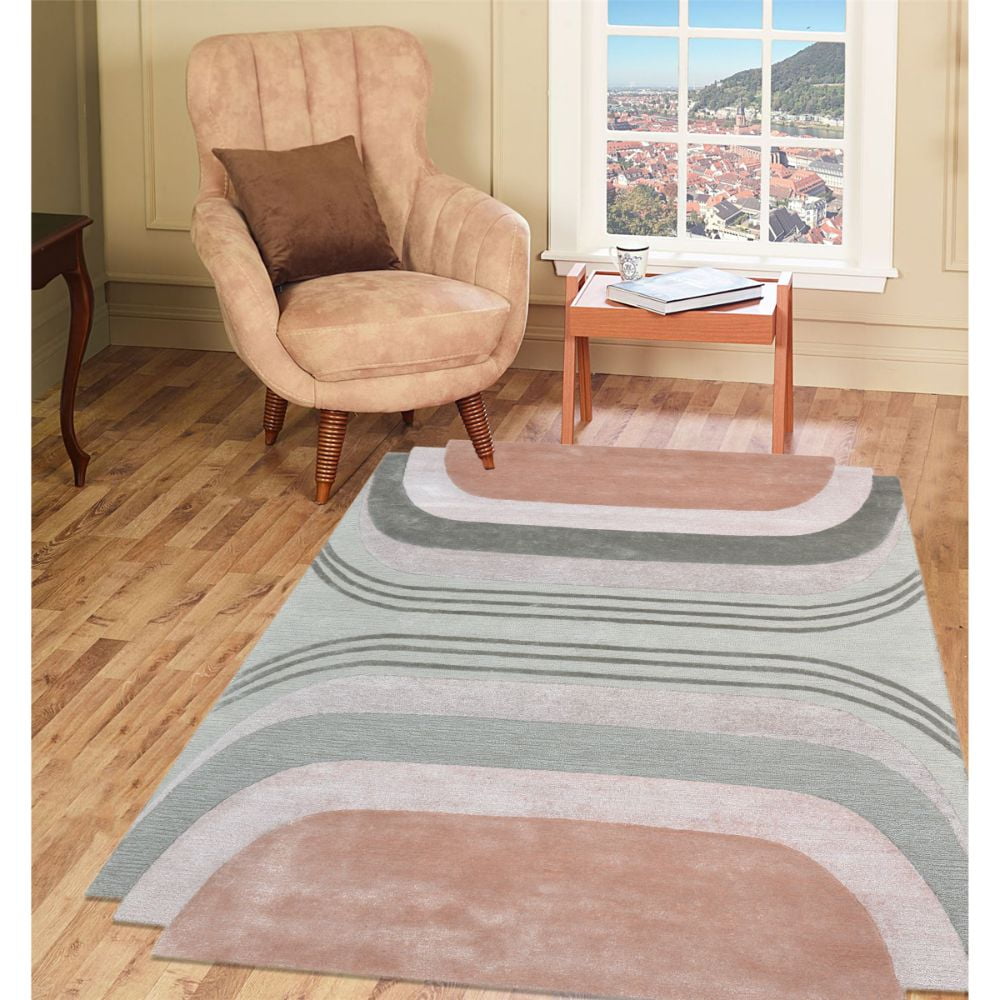 RugSmith Blush Cosmo MidCentury Geometric Area Rug, 4' x 6',Grey