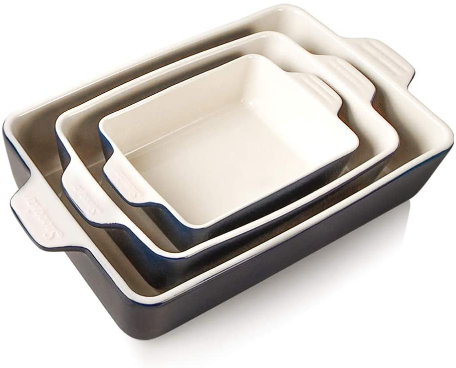 Set Of 2 Ceramic Rectangular Casserole Pan Lasagna Pan For Baking Dishes 