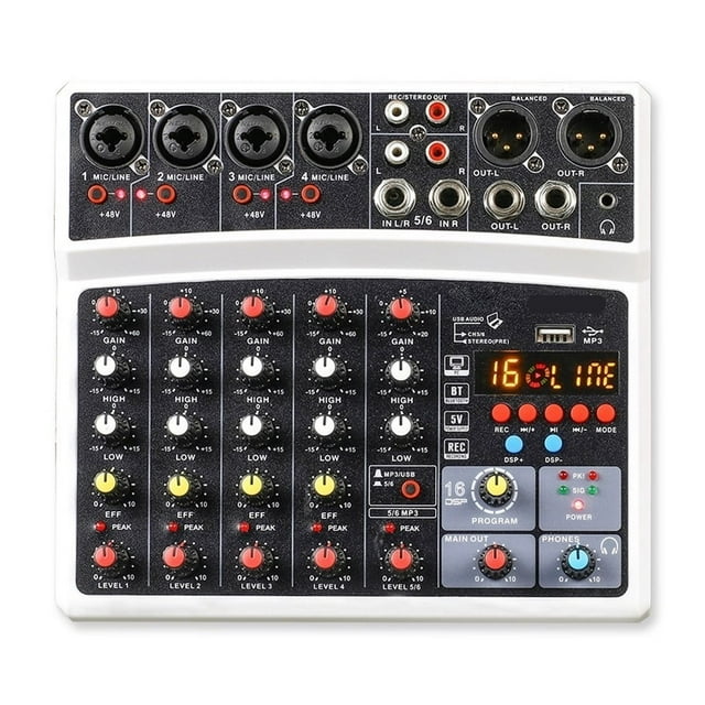Mixeur Portable 6 Canaux Console de Mixage Interface USB Carte Son avec 16 DSP Echo