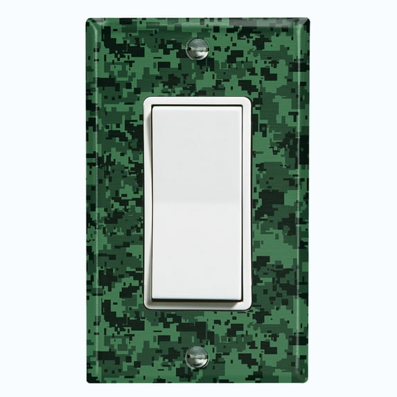 Metal Light Switch Plate Outlet Cover (Digital Green Camo - Single Rocker)