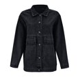 thumbnail image 1 of Chaqueta con Capucha Gibobby para Mujer Top Vaquero de Manga Larga Vintage Versátil Negro XL, 1 of 5