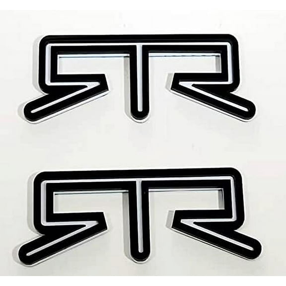 2X RTR Emblem Badge Nameplate Fender Side Compatible with Mustang FM-2RTR-BW(Black White)