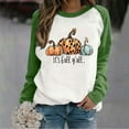thumbnail image 2 of SwiftWear Women's Thanksgiving Pumpkin Print Sweatshirt - Fashion Raglan Long Sleeve Crewneck Top, Halloween Soft It's Fall Y'all Pullover Shirt Green, 2 of 4