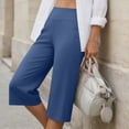 thumbnail image 6 of Wide Leg Capris for Women New Capris for Women Stretchy High Waist Slim Fits Yoga Jogger Pants Wide Leg Outdoor Sports Capris with Pockets, 6 of 7
