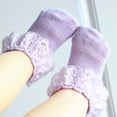 thumbnail image 3 of Baby Girl Socks Infant Toddler Ruffle Socks Princess Eyelet Frilly Little Baby Girls Lace Ruffle Socks, 4 Pairs, 3 of 7