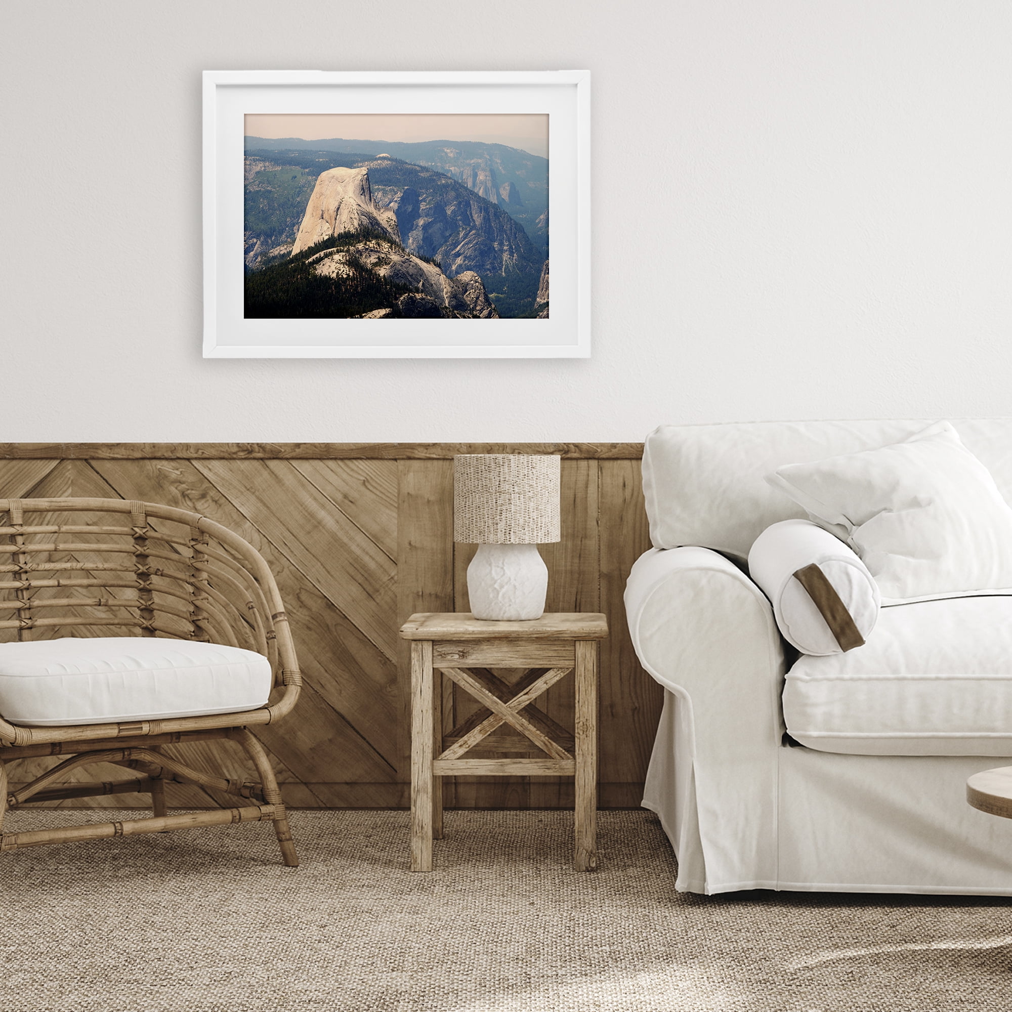 Stupell Industries Granite Monolith Above Forest White Framed Print Under Glass, design by Gemma Bardot