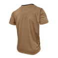 thumbnail image 3 of Dwelliawo Mens T-Shirts Short Sleeve Henley Shirt Casual Comfortable Top Summer Lightweight Tee Shirts Button Down Stand Collar Shirts with Pocket Khaki XL, 3 of 8