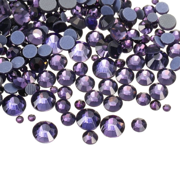 400 Pcs Hotfix Rhinestones Flatback Crystal Glass Gems with Clear Bag Nail Art Kit for Crafts Clothes DIY Decoration 5 Sizes (SS6-SS20 Set, Purple)