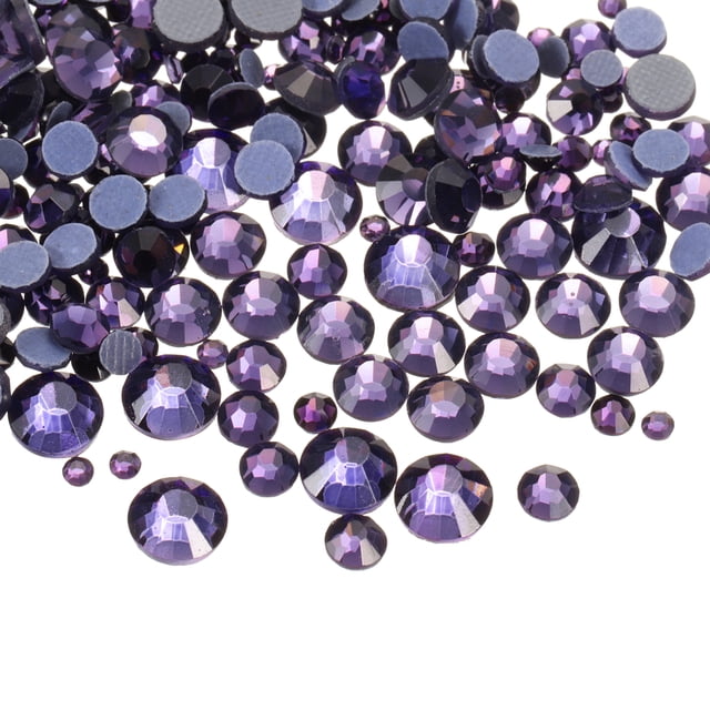 400 Pzs Strass Hotfix Cristales de Vidrio con Bolsa Transparente Kit de Arte de Uñas para Manualidades Ropa Decoración DIY 5 Tamaños (Set SS6-SS20, Púrpura)