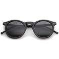 thumbnail image 2 of zeroUV Unisex Retro Horn Rimmed Keyhole Nose Bridge P3 Round Sunglasses 49mm (Shiny Black / Smoke) - 49mm, 2 of 5