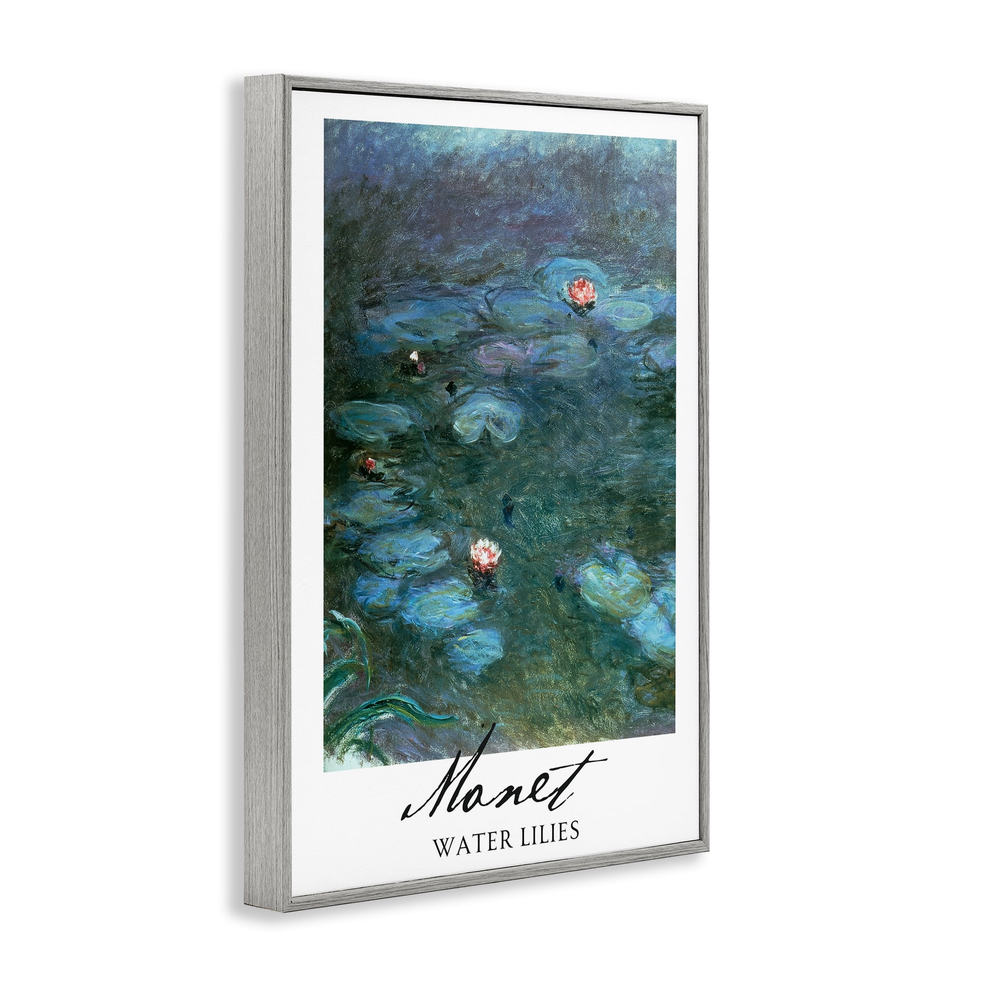 Stupell Industries Monet Water Lilies Gray Framed Giclee Art, design by Vintage Hustle