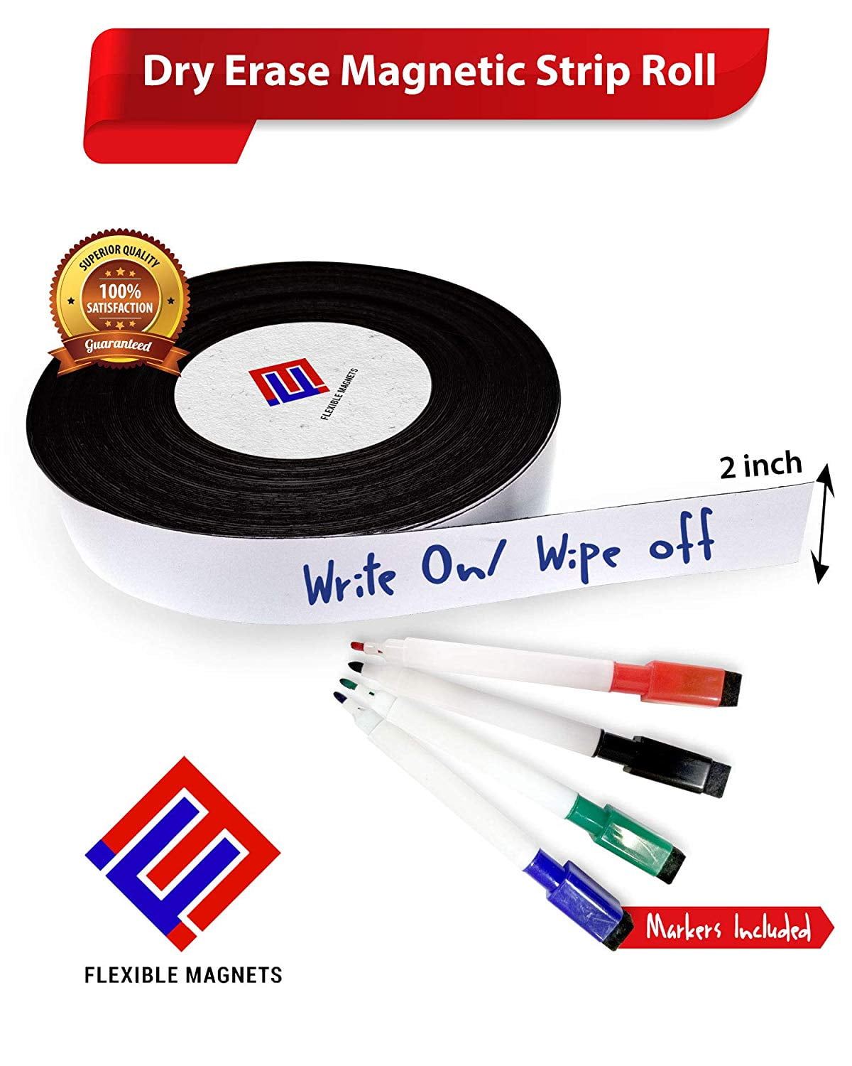 Dry Erase Strip Roll Write on / Wipe off With Marker.(2