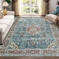 thumbnail image 2 of ZACOO Area Rug 5x7 Vintage Machine Washable Area Rug Indoor Foldable Accent Rug for Living Room Bedroom Dining Room Non-Slip Low Pile Rug, Green/Brown, 2 of 7