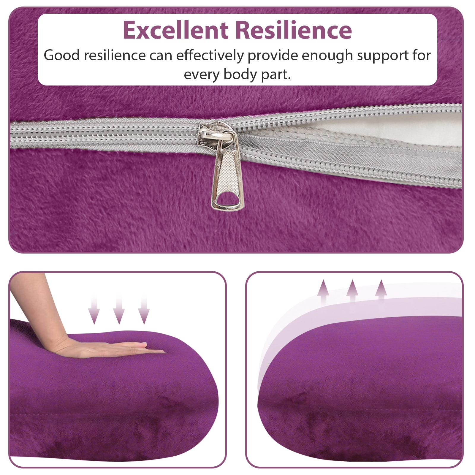 BATTOP Pregnancy Pillow with Removable Cover,Pregnancy Pillows for Side Sleeping,J Shaped Maternity Body Pillow,Support for Back,Hips,Legs,Belly for Pregnant Women,Dark Purple