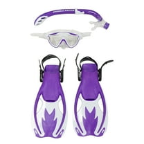Snorkel Master Snorkeling KIDS Mask, Snorkel, & Fins Set, Purple/White, S/M