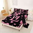 thumbnail image 2 of Erosebridal Letter L Monogrammed Full Size Sheets,Pink Ribbon Bow Girls Bed Sheets For Kids 4pcs, 2 of 6