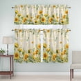 thumbnail image 5 of Summer Floral Curtain Valances Set Watercolor Rustic Farmhouse Sunflower Eucalyptus Leaves Kitchen Curtains 36&nbsp;inch Length Rod Pocket Valance and Tiers 3 Piece Set Small Bedroom Bathroom Laundry, 5 of 9