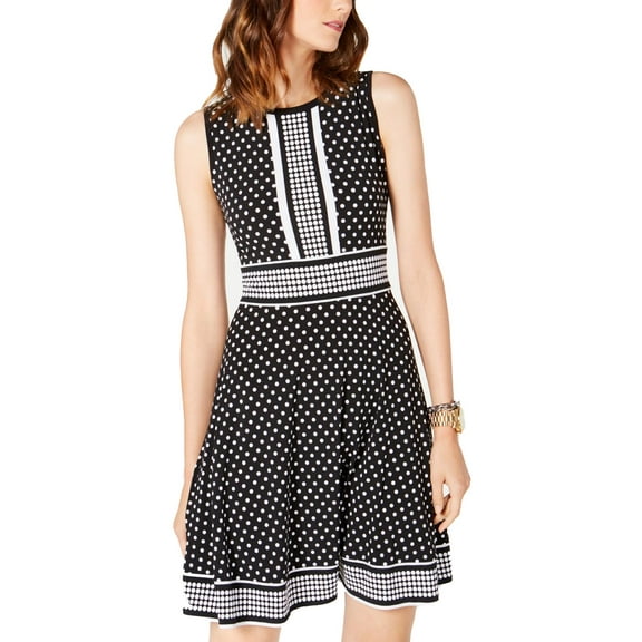 MICHAEL KORS $98 Womens New 0078 Black Polka Dot Dress XL B B