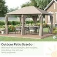 thumbnail image 5 of Patio Umbrellas Outsunny 10' x 13' Outdoor Patio Gazebo Canopy Shelter with 6 Removable Sidewalls, & Steel Frame for Garden, Lawn, Backyard and Deck, Khaki,Market Umbrellas, 5 of 8