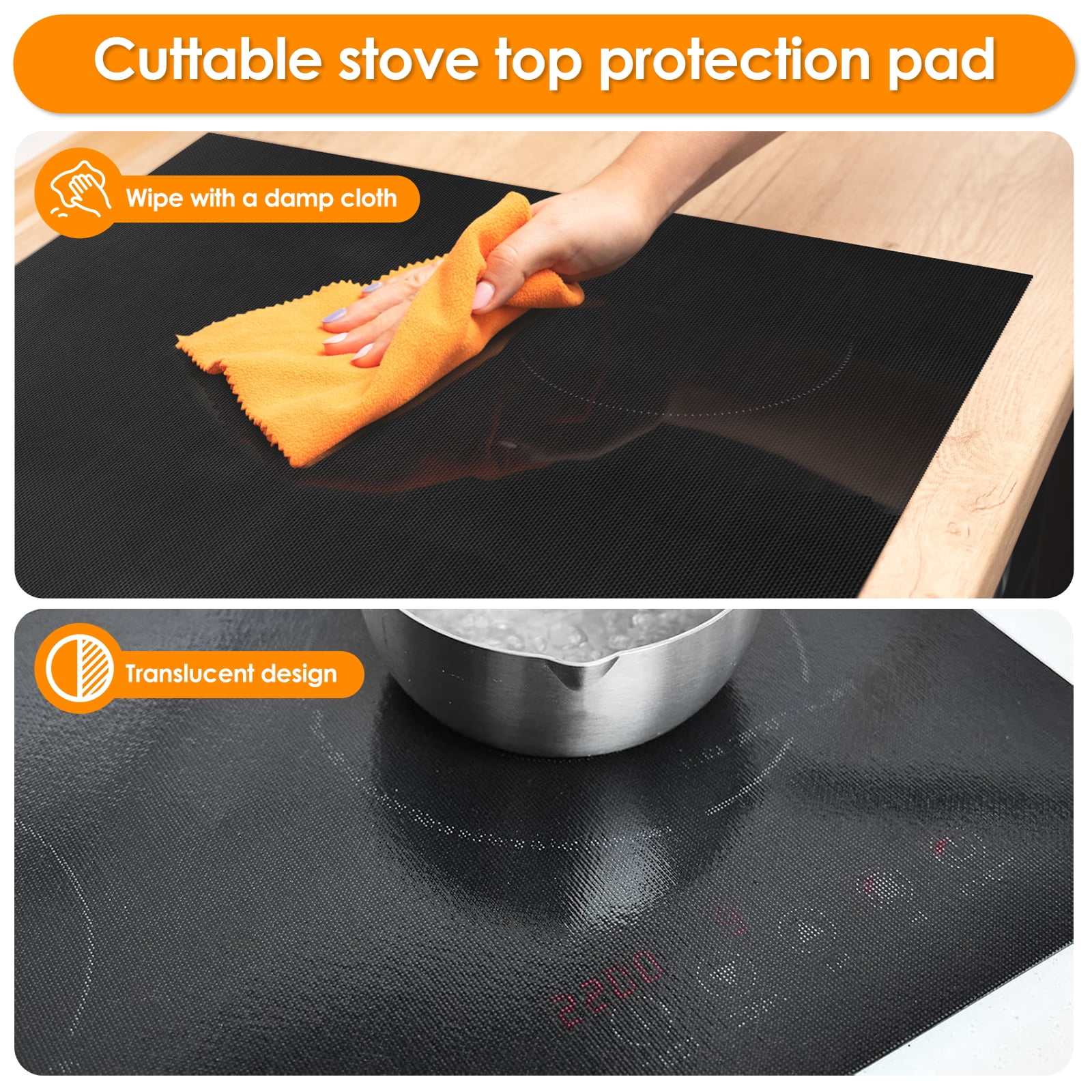 Large Induction Cooktop Protector Mat Reusable Induction Cooktop Cover Translucent Induction Hob Protector Pad Cuttable Induction Cooktop Pad for Induction Cooker