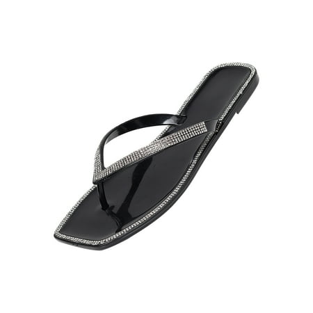 

Egmy non slip shoes Flip-Flops Women S Crystal Shoes Rhinestone Flat Sandals and Slippers Jelly