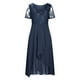thumbnail image 1 of Vestido largo de noche de gasa con cuello en V y encaje calado para mujer - Dama de honor/fiesta de graduación, sin mangas, silueta holgada, 1 of 5