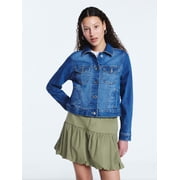 Free Assembly Women's Cropped Denim Jacket with Long Sleeves, Sizes XS-2XL