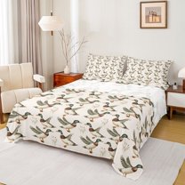 Feelyou Farmhouse Duck Boy Bed Sheets, Cartoon Animal Theme King Sheets, 4pcs