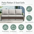 thumbnail image 5 of Bellefurn High Back 3-Seat Patio Sofa,All-Weather Wicker Outdoor Couch with Thick Cushions for Outdoor,Backyard, 5 of 8