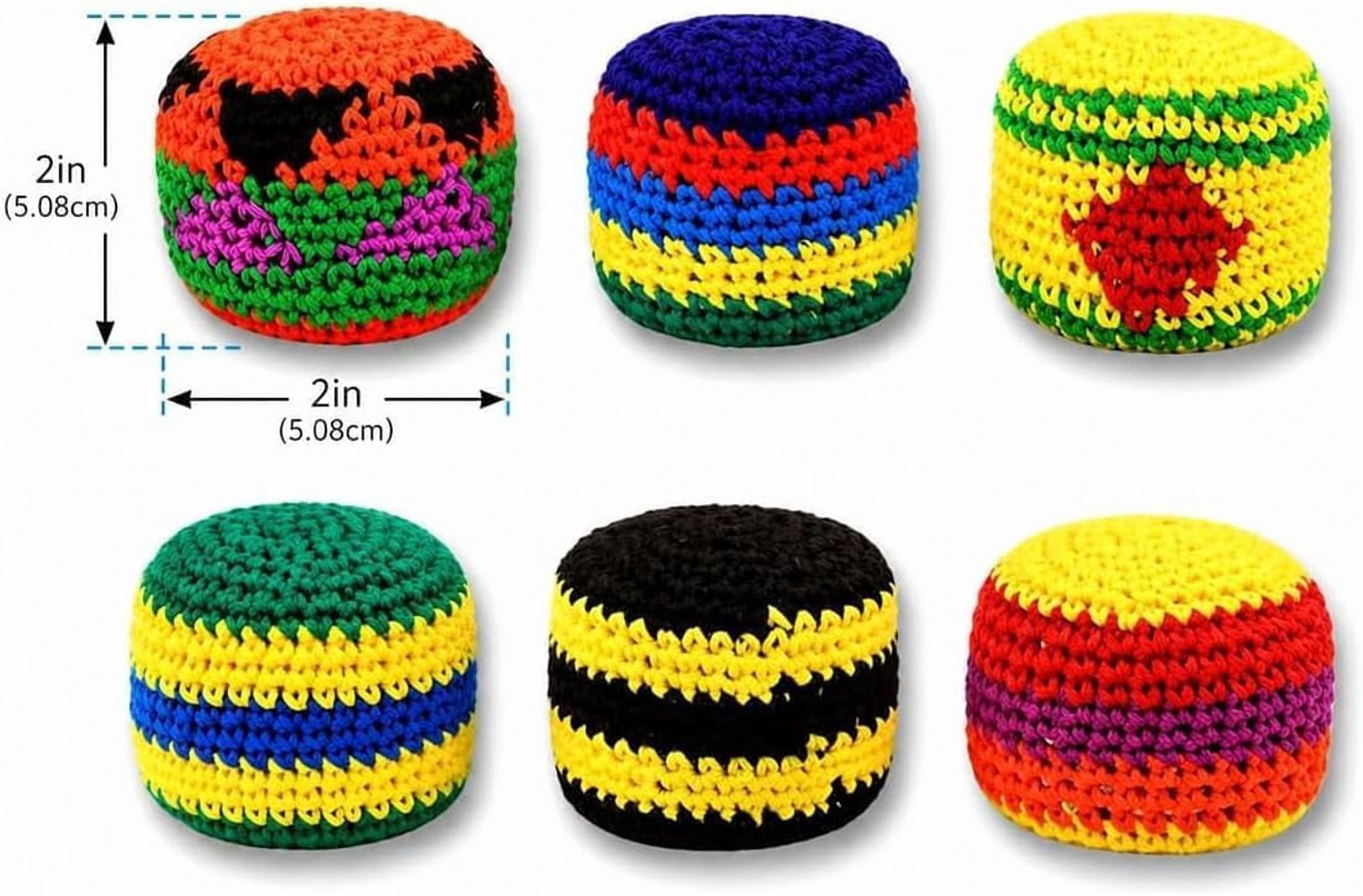 Guvpev 12Pcs Hand-Made Knitted Footbag Sack Set, Random Style, 2026 Upgraded Assorted Hacky Bags, Crochet Kick Balls Fidget Toys for Outdoor Party Game, Party Favors & Hand Exercise