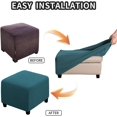 thumbnail image 4 of Ottoman Cover Slipcovers Square Fit Length 13"-44" Footrest, Stool Covers, Ottoman Protector Cover, Footstool Covers with Stretch Thick Checked with Elastic Bottom, Removable Washable(Deep Teal,XL(67-, 4 of 7