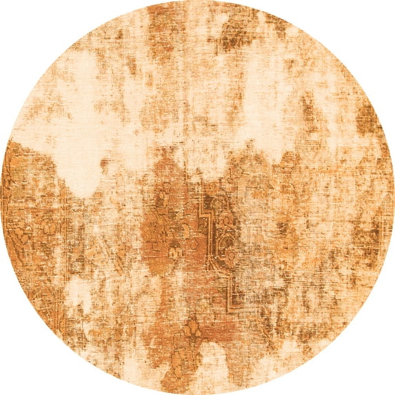 Ahgly Company Indoor Round Abstract Orange Modern Area Rugs, 5' Round