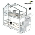 thumbnail image 4 of Bellemave Twin over Twin Bunk Beds with Storage Stairs,Guardrail, Window and Roof, Twin Bunk Bed House Bunk Bed/Low Bunk Bed(Gray), 4 of 12