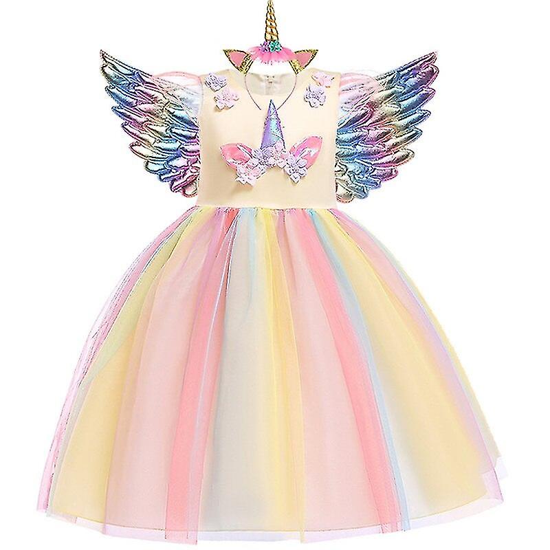 Girls Unicorn Tutu Dress Rainbow Princess Kids Party Dress