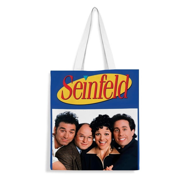 Seinfeld Bolso de tela con estampado de lienzo para mujer, bolsa de compras reutilizable y estética, con cremallera interior, regalo para mujer,38*45cm.