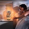thumbnail image 7 of Flowers Leaves Floral Table Lamp USB Bedside Desk Nightstand Lamp Printed Gifts Small Lamp Wood Base for Bedroom Living Room Kids Room College Dorm, 7 of 7