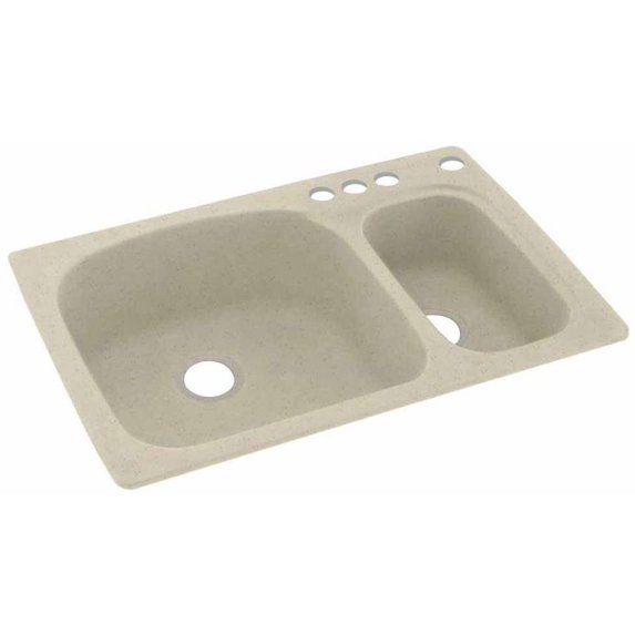 Swan Solid Surface Kitchen Sink (33" x 22") with 4 Faucet Holes